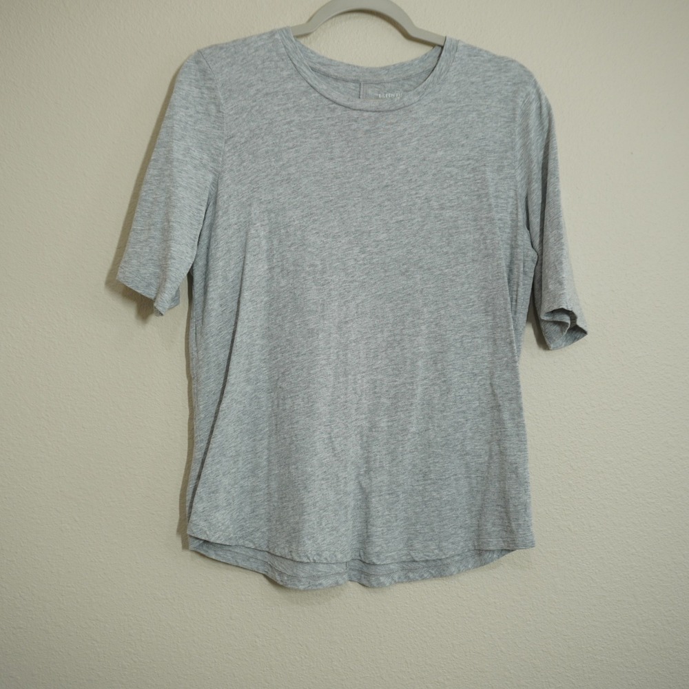 Eileen Fisher Women's Size Small Grey Organic Cotton Short Sleeve Crew Neck Tee